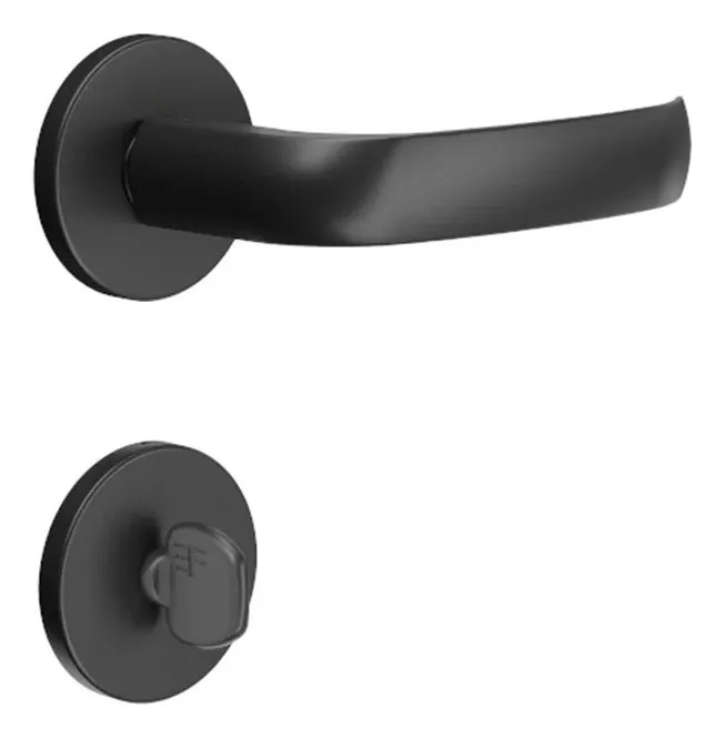 Fechadura Banheiro Roseta Redonda Preta 3f Preto