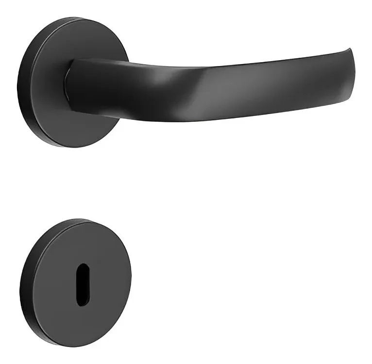Fechadura Interna 3f Roseta Redonda 40mm Pf Preto