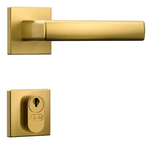 Fechadura Externa Roseta Quadrada Classic 3400 Gold Stam Cor Dourado